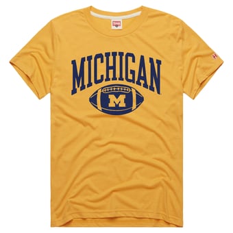 Unisex Homage Maize Michigan Wolverines Arch Football Tri-Blend T-Shirt