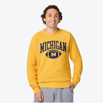 Unisex Homage Maize Michigan Wolverines Arch Football Tri-Blend Sweatshirt