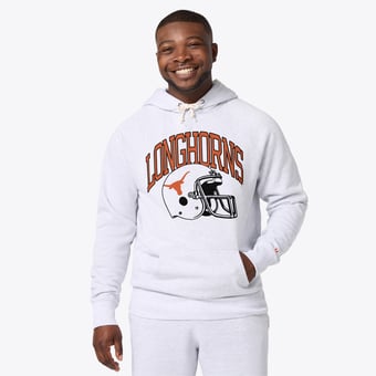 Unisex Homage Ash Texas Longhorns Helmet Tri-Blend Hoodie