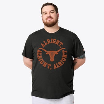 Unisex Homage Charcoal Texas Longhorns Alright Alright Alright Circle Tri-Blend T-Shirt