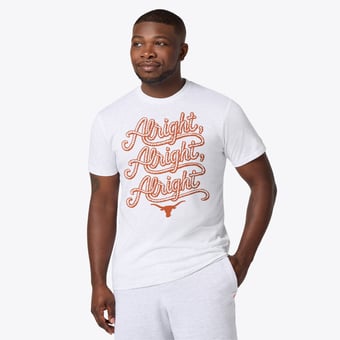 Unisex Homage Ash Texas Longhorns Script Alright Alright Alright Tri-Blend T-Shirt