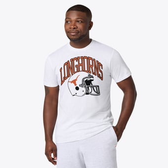 Unisex Homage Ash Texas Longhorns Helmet Tri-Blend T-Shirt