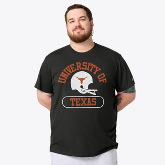 Unisex Homage Charcoal Texas Longhorns Throwback Helmet Tri-Blend T-Shirt