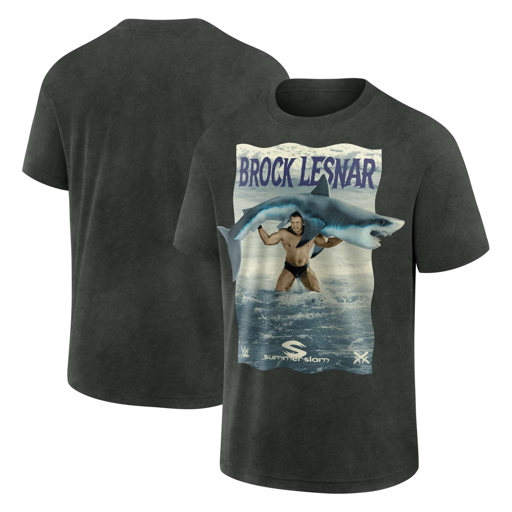 Men's Black Brock Lesnar SummerSlam 2003 Shark T-Shirt