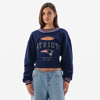 Women's  Navy New England Patriots Fleece Shrug Cami