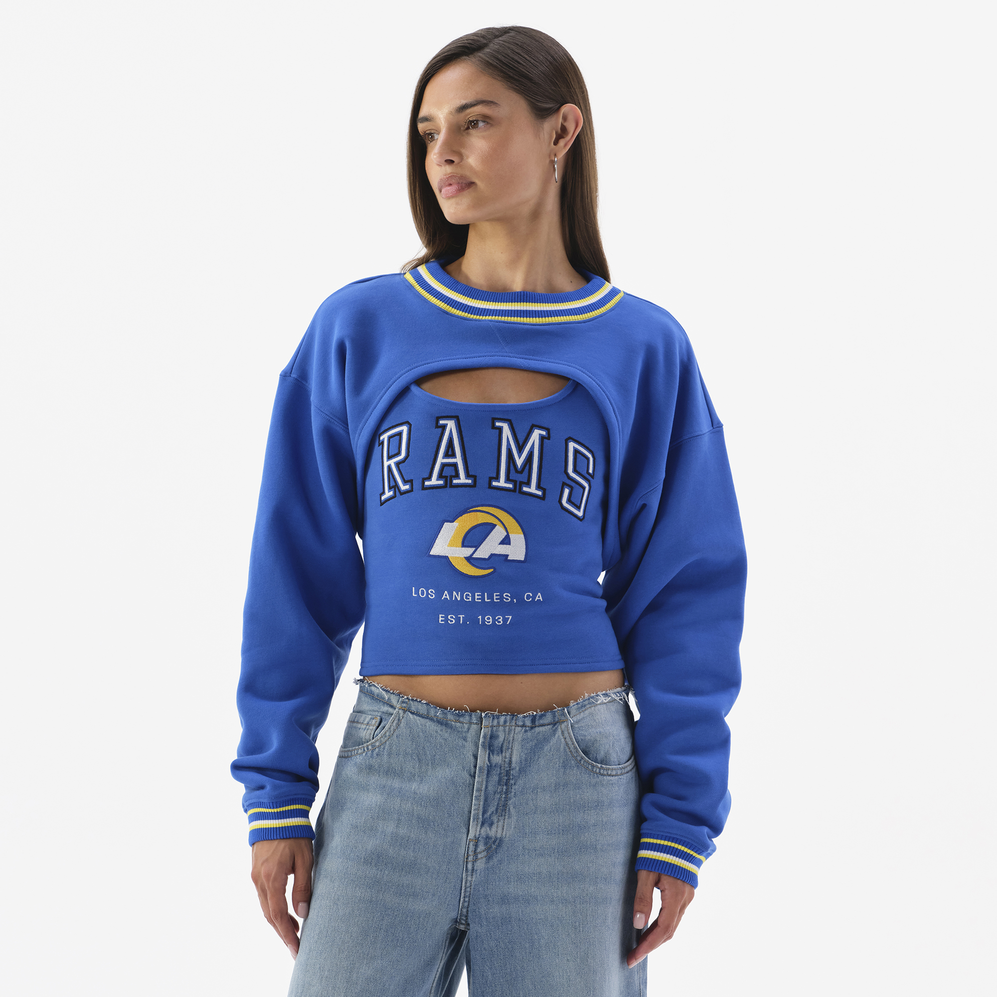 Women's Royal Los Angeles Rams Fleece Shrug Cami