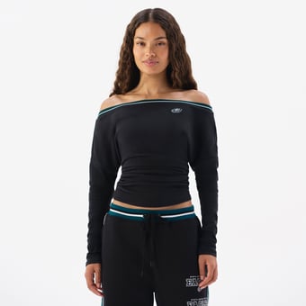 Women's  Black Philadelphia Eagles Off The Shoulder Long Sleeve Top