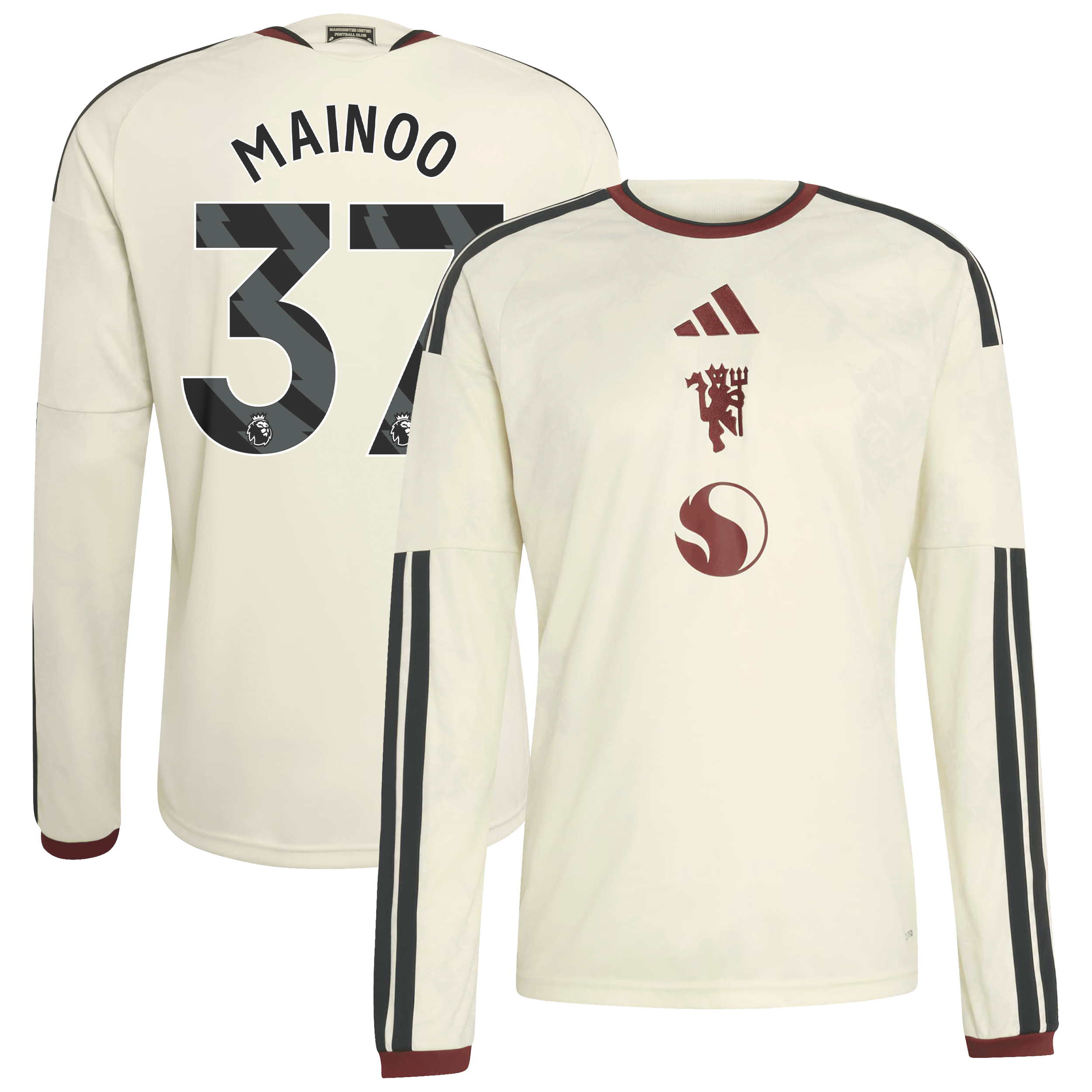 Men's adidas Kobbie Mainoo Cream Manchester United 2026/27 Third Replica Long Sleeve Jersey