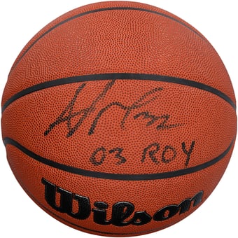 "Amar'e Stoudemire Phoenix Suns Autographed Wilson Authentic Series Indoor/Outdoor Basketball with ""03 ROY"" Inscription - Black Ink"