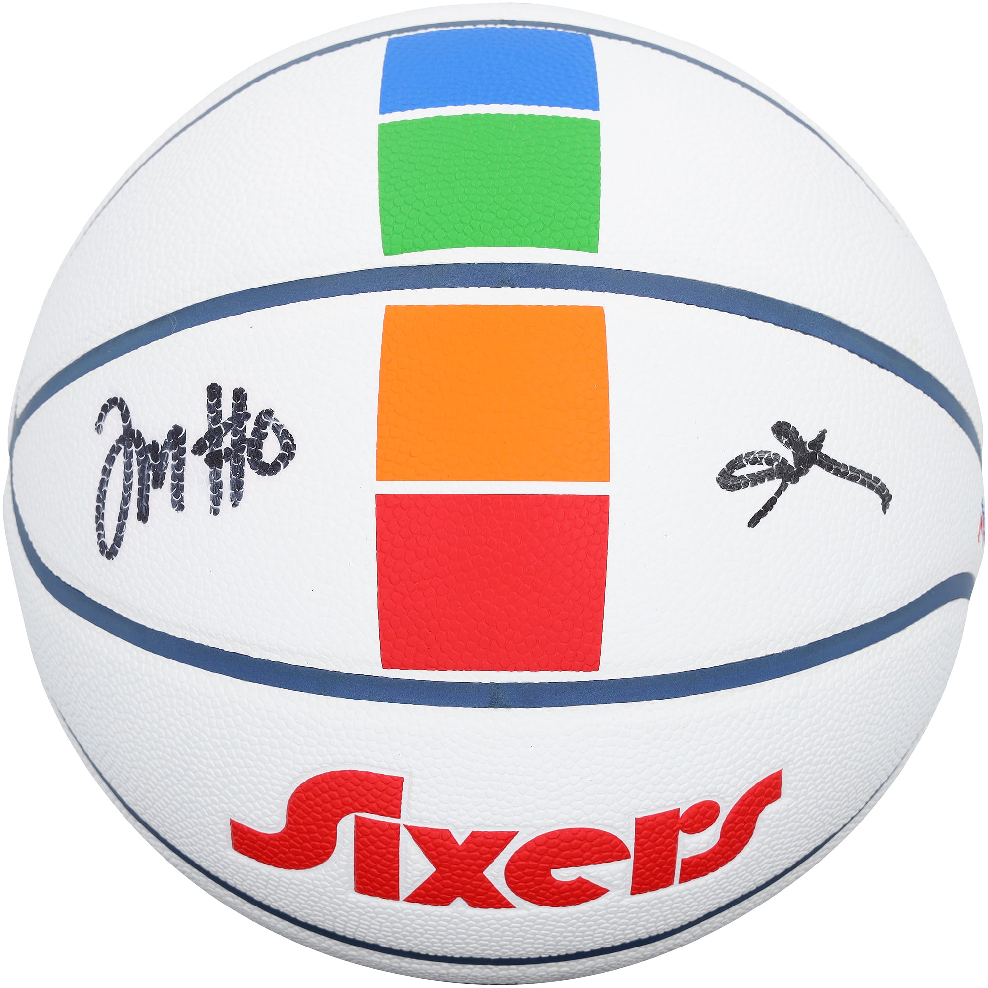 Allen Iverson & Tyrese Maxey Philadelphia 76ers Autographed Wilson 2024-25 City Edition Basketball