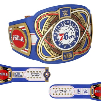 Julius Erving & Allen Iverson Philadelphia 76ers Autographed WWE Legacy Title Belt with "HOF" Inscriptions