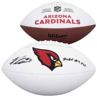 Jeremiyah Love Arizona Cardinals Autographed Wilson White Panel Football with "2026 #3 Pick" Inscription
