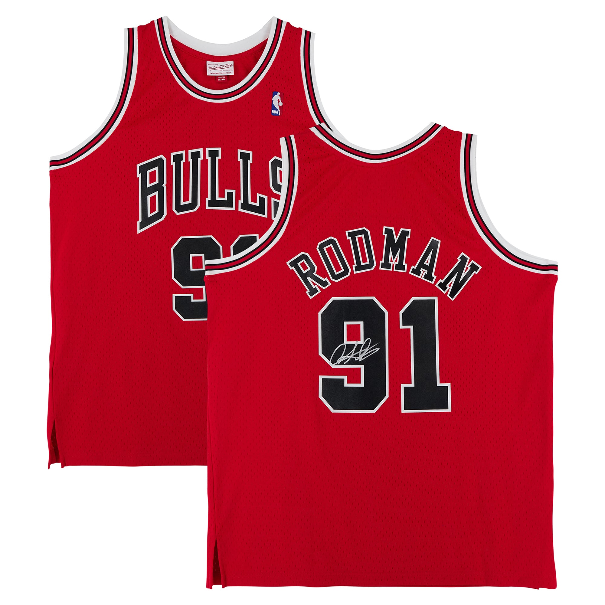 Dennis Rodman Chicago Bulls Autographed Red Mitchell & Ness 1997 Authentic Jersey