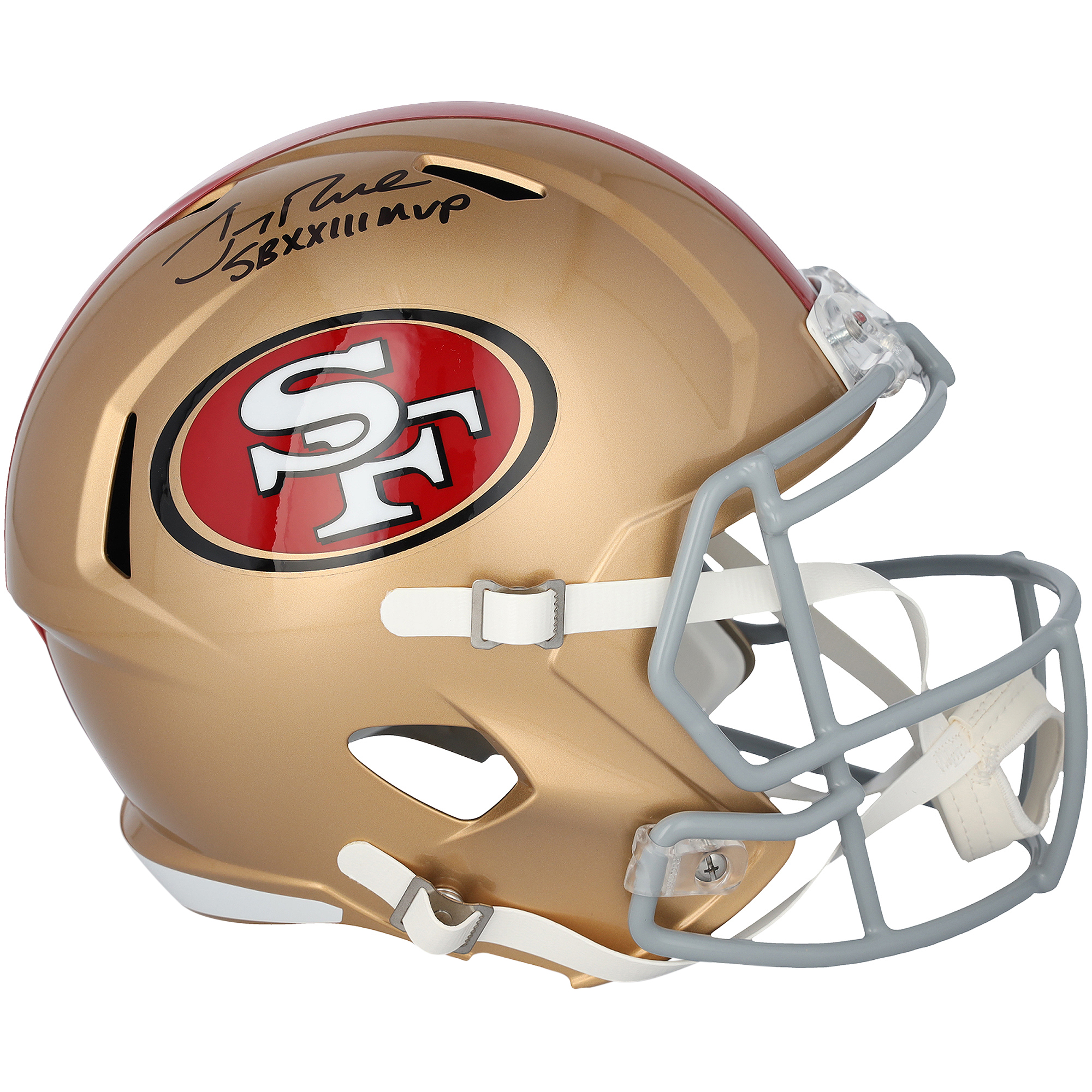 Jerry Rice San Francisco 49ers Autographed Riddell Speed Replica Helmet with "SB XXIII MVP" Inscription