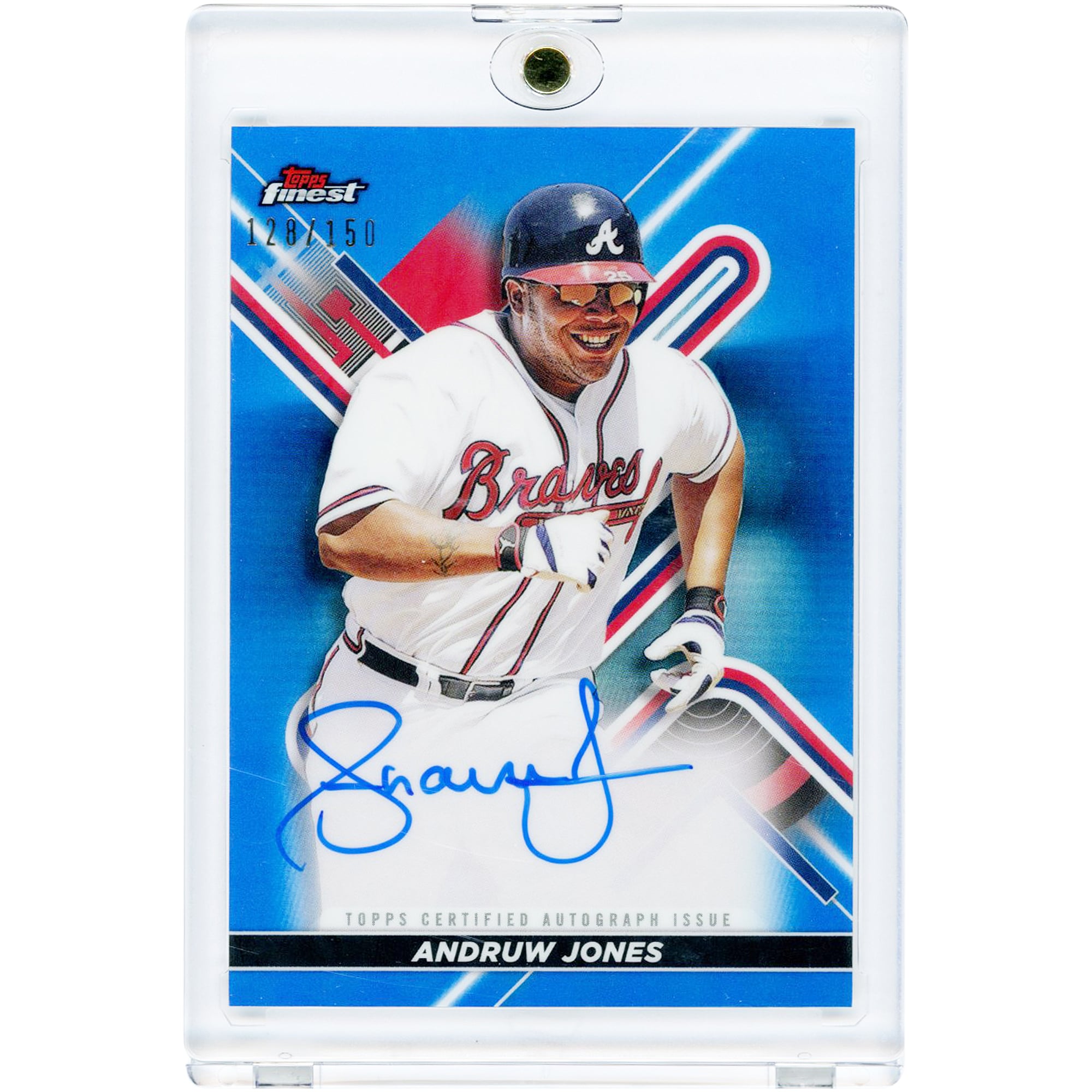Andruw Jones Atlanta Braves Autographed 2022 Topps Finest Blue Refractor #FA-AJO #128/150 Card