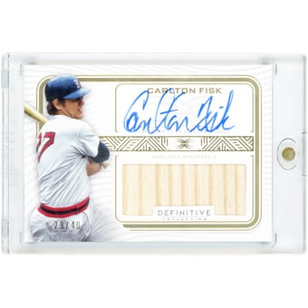 Carlton Fisk Boston Red Sox Autographed 2023 Topps Definitive Collection Game Used Bat Relic #DARC-CF11 #29/40 Card