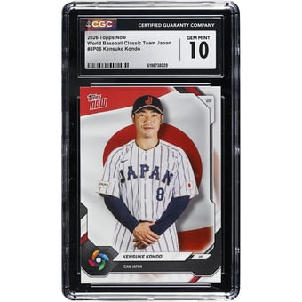 Kensuke Kondoh Japan Baseball 2026 Topps Now World Baseball Classic Team Japan #JP06 CGC Authenticated GEM MINT 10 Card