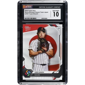 Yusei Kikuchi Japan Baseball 2026 Topps Now World Baseball Classic Team Japan #JP07 CGC Authenticated GEM MINT 10 Card