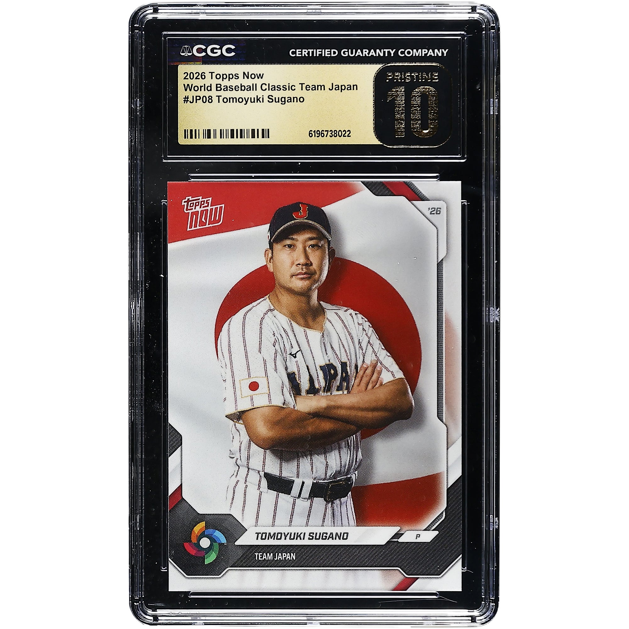 Tomoyuki Sugano Japan Baseball 2026 Topps Now World Baseball Classic Team Japan #JP08 CGC Authenticated PRISTINE 10 Card. rookie card picture