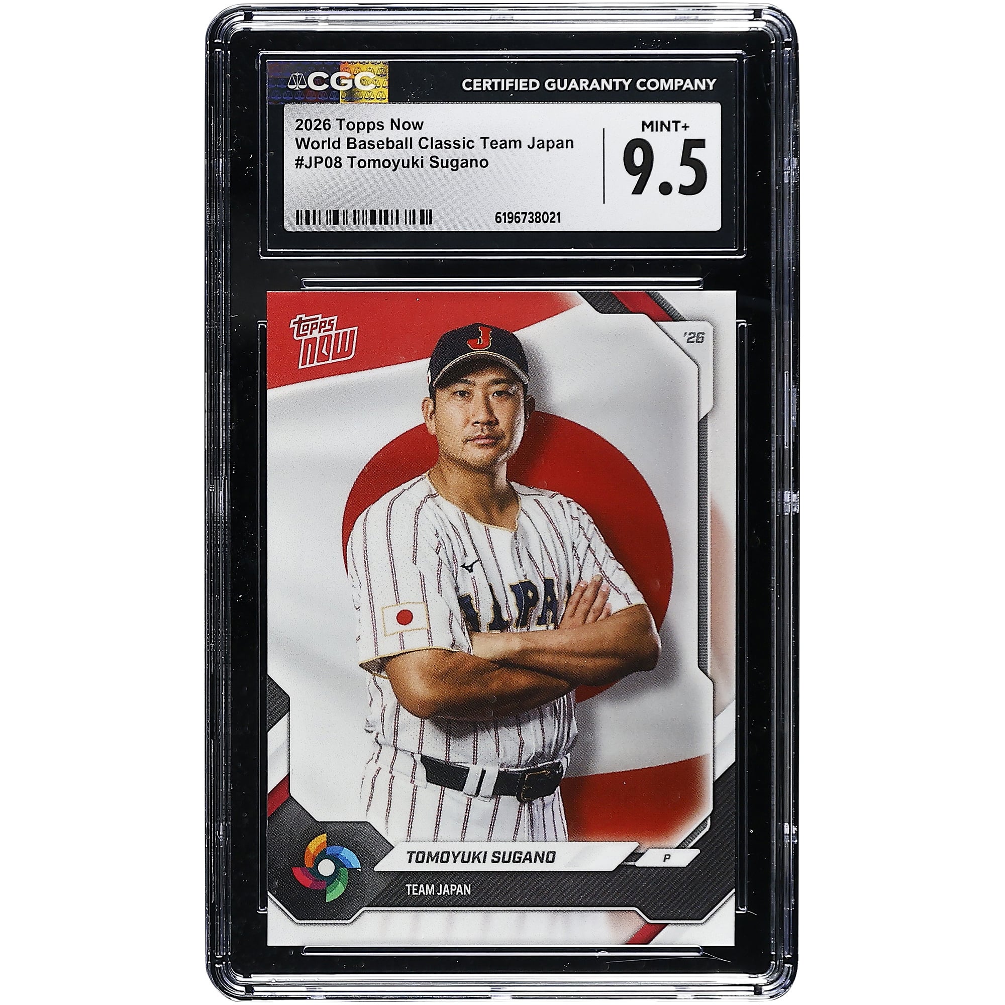 Tomoyuki Sugano Japan Baseball 2026 Topps Now World Baseball Classic Team Japan #JP08 CGC Authenticated MINT+ 9.5 Card. rookie card picture