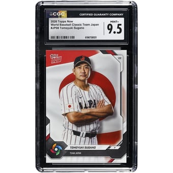 Tomoyuki Sugano Japan Baseball 2026 Topps Now World Baseball Classic Team Japan #JP08 CGC Authenticated MINT+ 9.5 Card