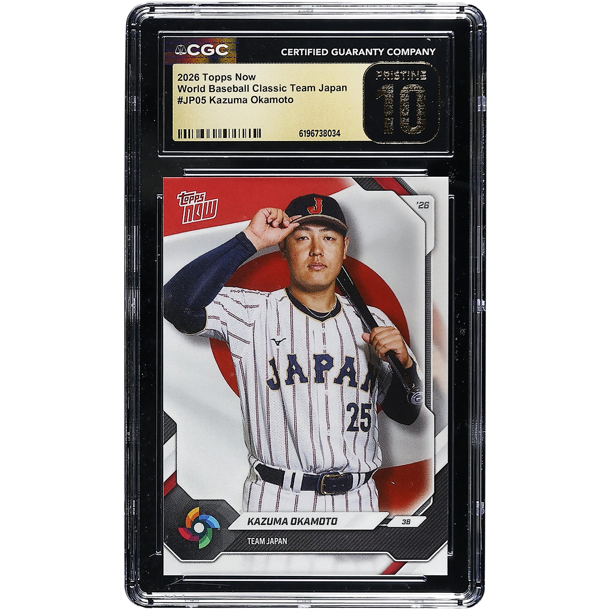 Kazuma Okamoto Japan Baseball 2026 Topps Now World Baseball Classic Team Japan #JP05 CGC Authenticated PRISTINE 10 Card