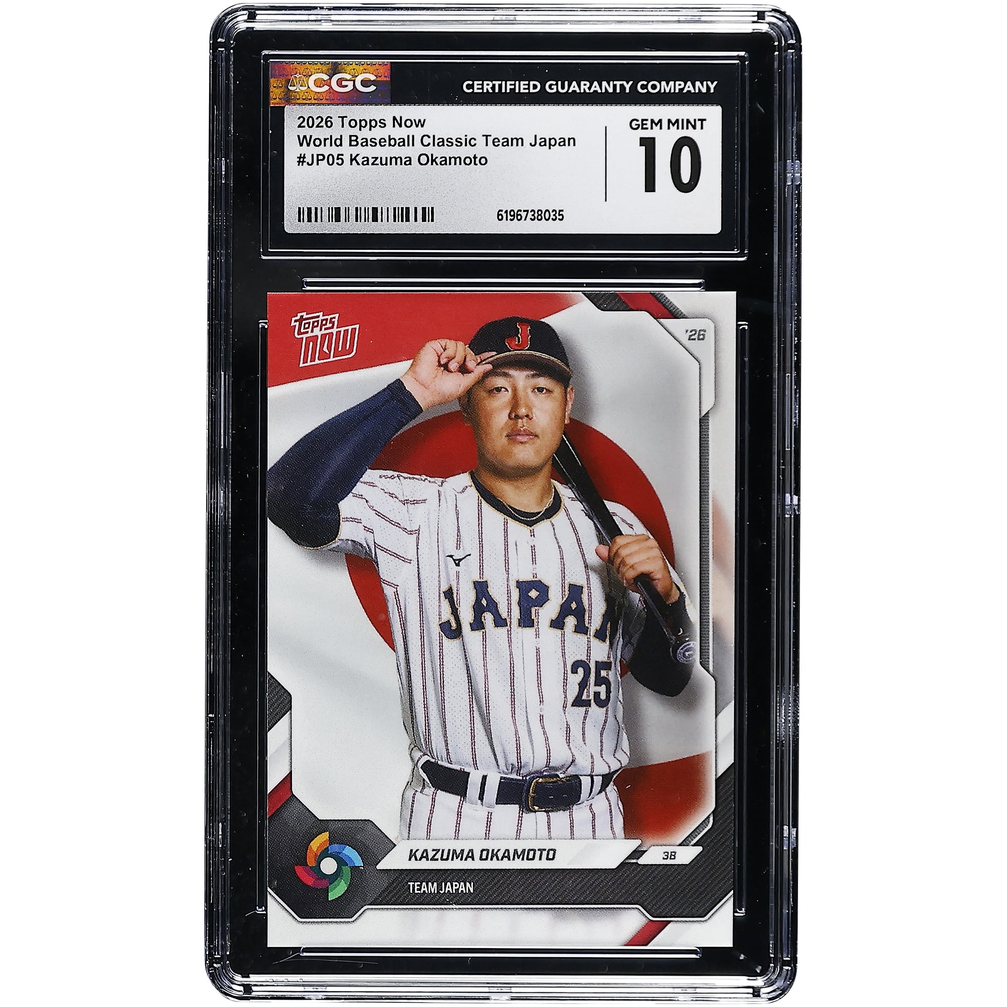 Kazuma Okamoto Japan Baseball 2026 Topps Now World Baseball Classic Team Japan #JP05 CGC Authenticated GEM MINT 10 Card