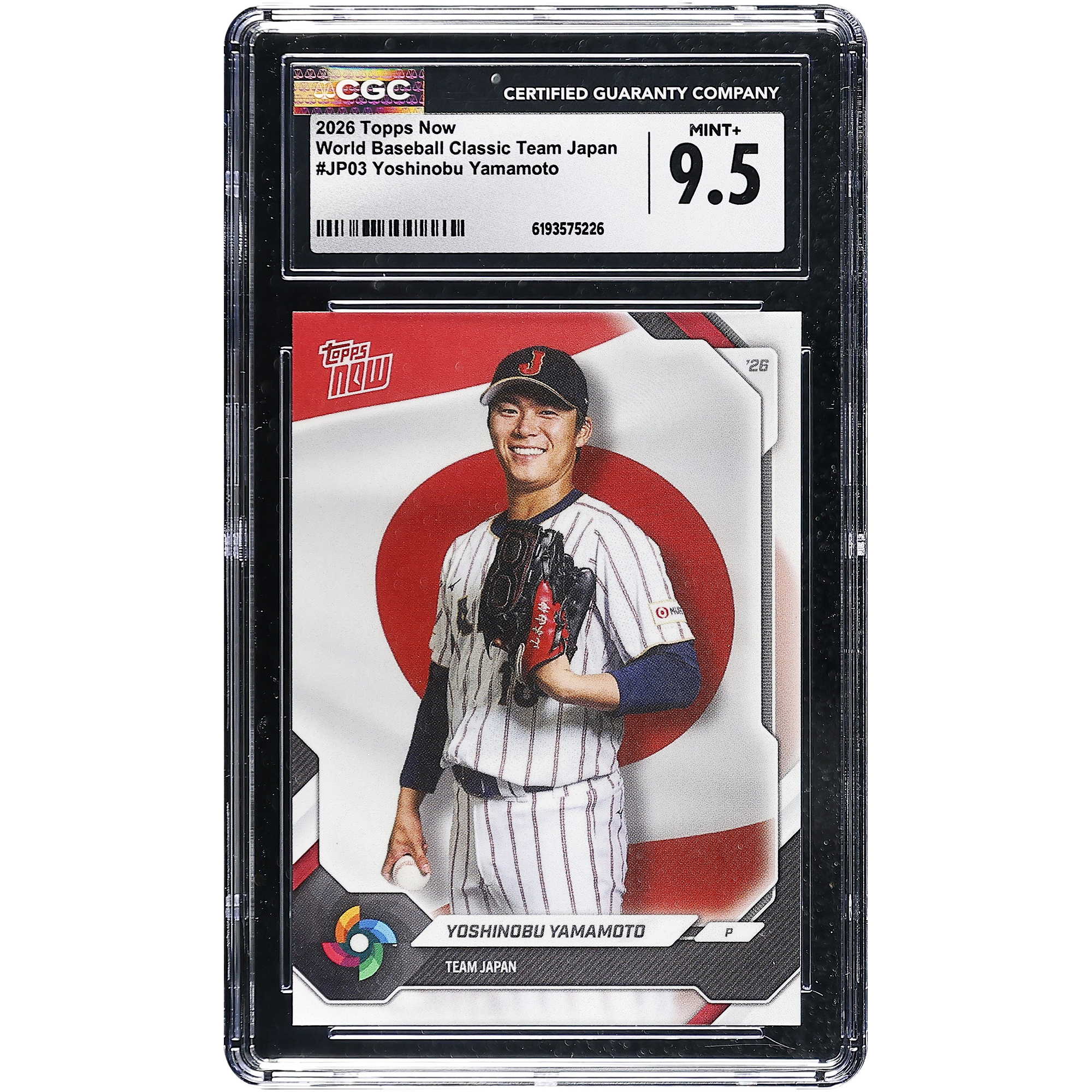 Yoshinobu Yamamoto Japan Baseball 2026 Topps Now World Baseball Classic Team Japan #JP03 CGC Authenticated MINT+ 9.5 Card. rookie card picture