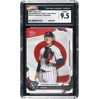 Yoshinobu Yamamoto Japan Baseball 2026 Topps Now World Baseball Classic Team Japan #JP03 CGC Authenticated MINT+ 9.5 Card