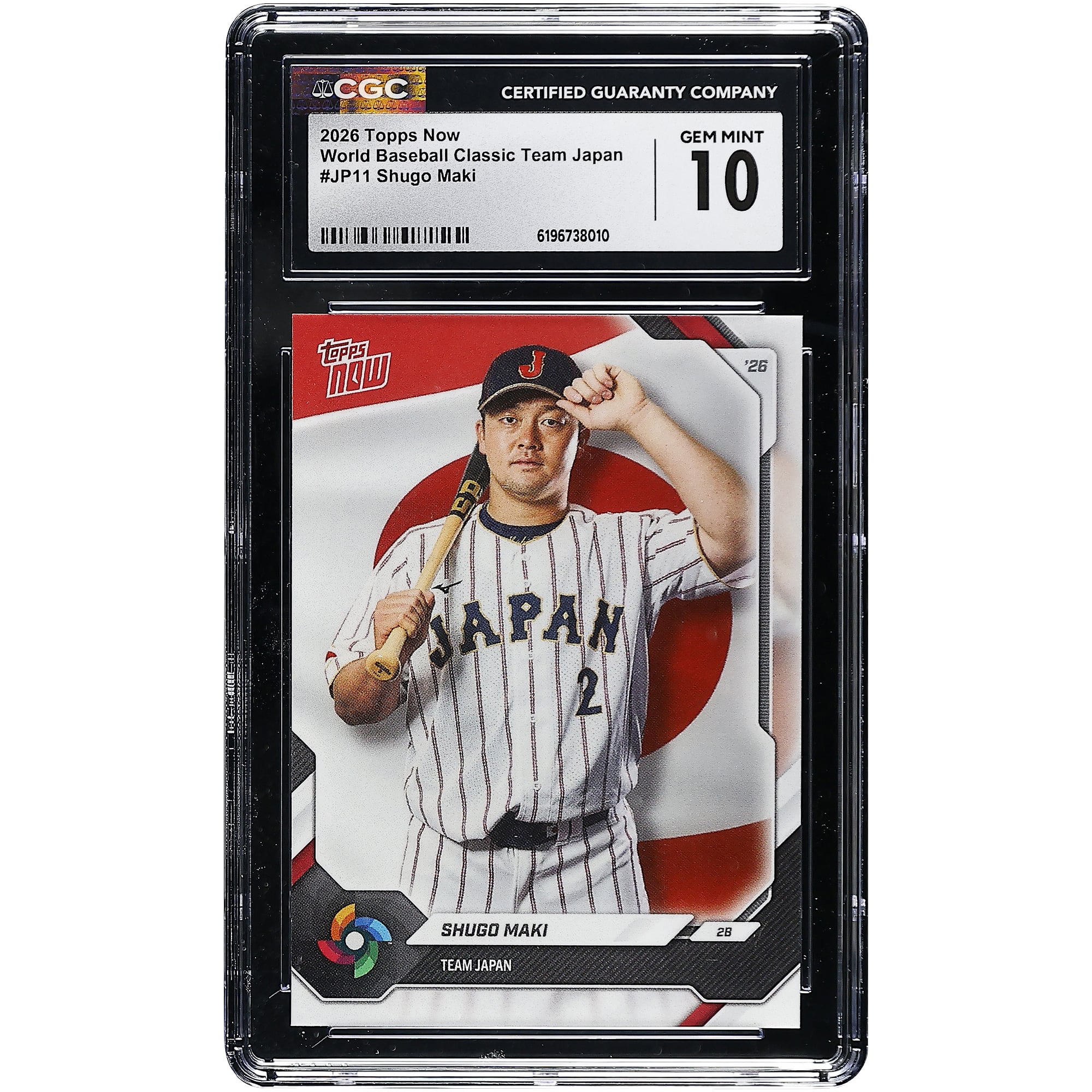 Shugo Maki Japan Baseball 2026 Topps Now World Baseball Classic Team Japan #JP11 CGC Authenticated GEM MINT 10 Card