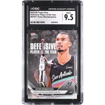 Victor Wembanyama San Antonio Spurs 2025-26 Topps Now Defensive Player of the Year #DPOY CGC Authenticated MINT+ 9.5 Card
