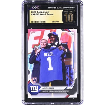 Arvell Reese New York Giants 2026 Topps Now Giants 5th Overall '26 NFL Draft Selection #AREE CGC Authenticated PRISTINE 10 Rookie Card