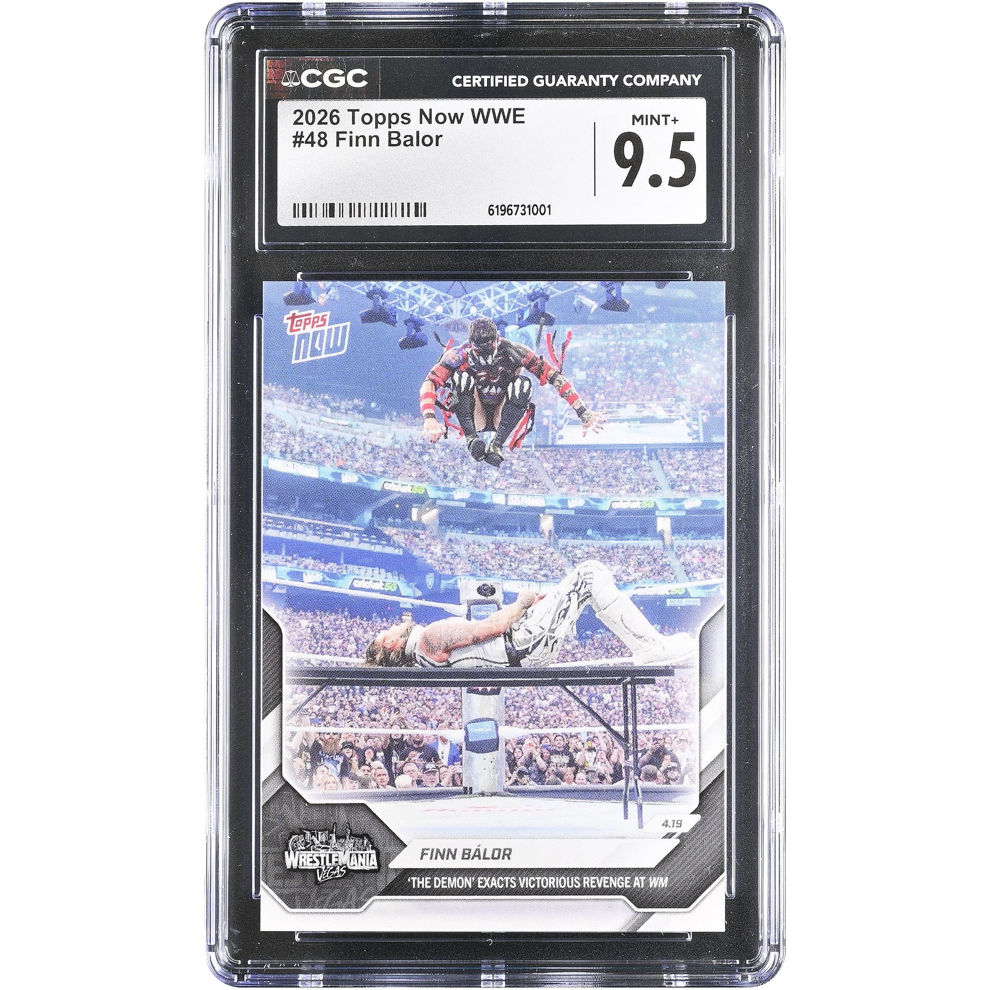 Finn Bálor WWE 2026 Topps Now WWE The Demon' Exacts Victorious Revenge at WM #48 CGC Authenticated MINT+ 9.5 Card