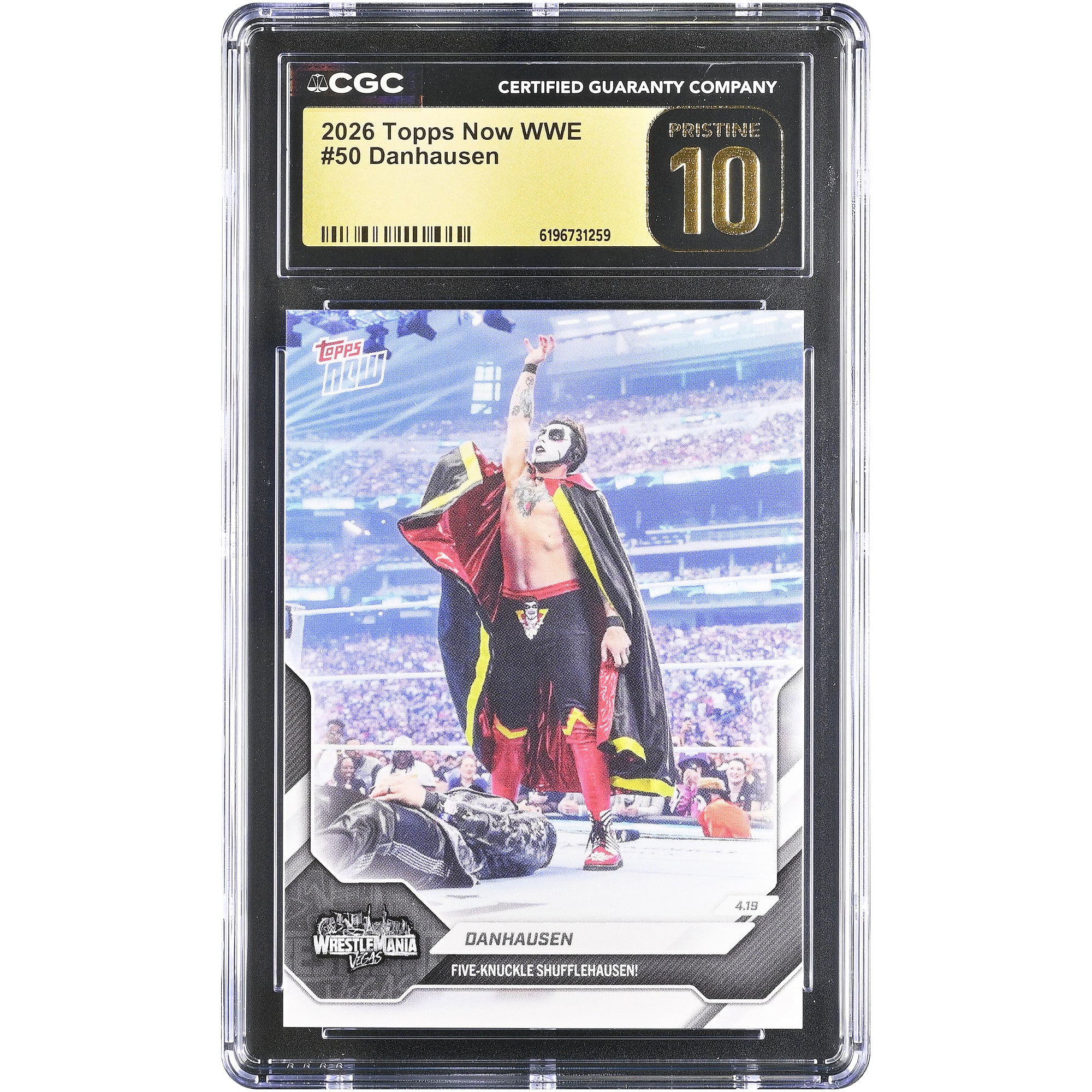 Danhausen WWE 2026 Topps Now WWE Five-Knuckle ShuffleHausen! #50 CGC Authenticated PRISTINE 10 Card