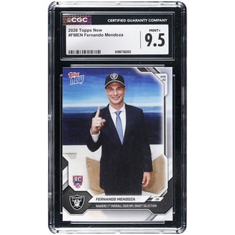 Fernando Mendoza Las Vegas Raiders 2026 Topps Now Raiders 1st Overall '26 NFL Draft Selection #FMEN CGC Authenticated MINT+ 9.5 Rookie Card