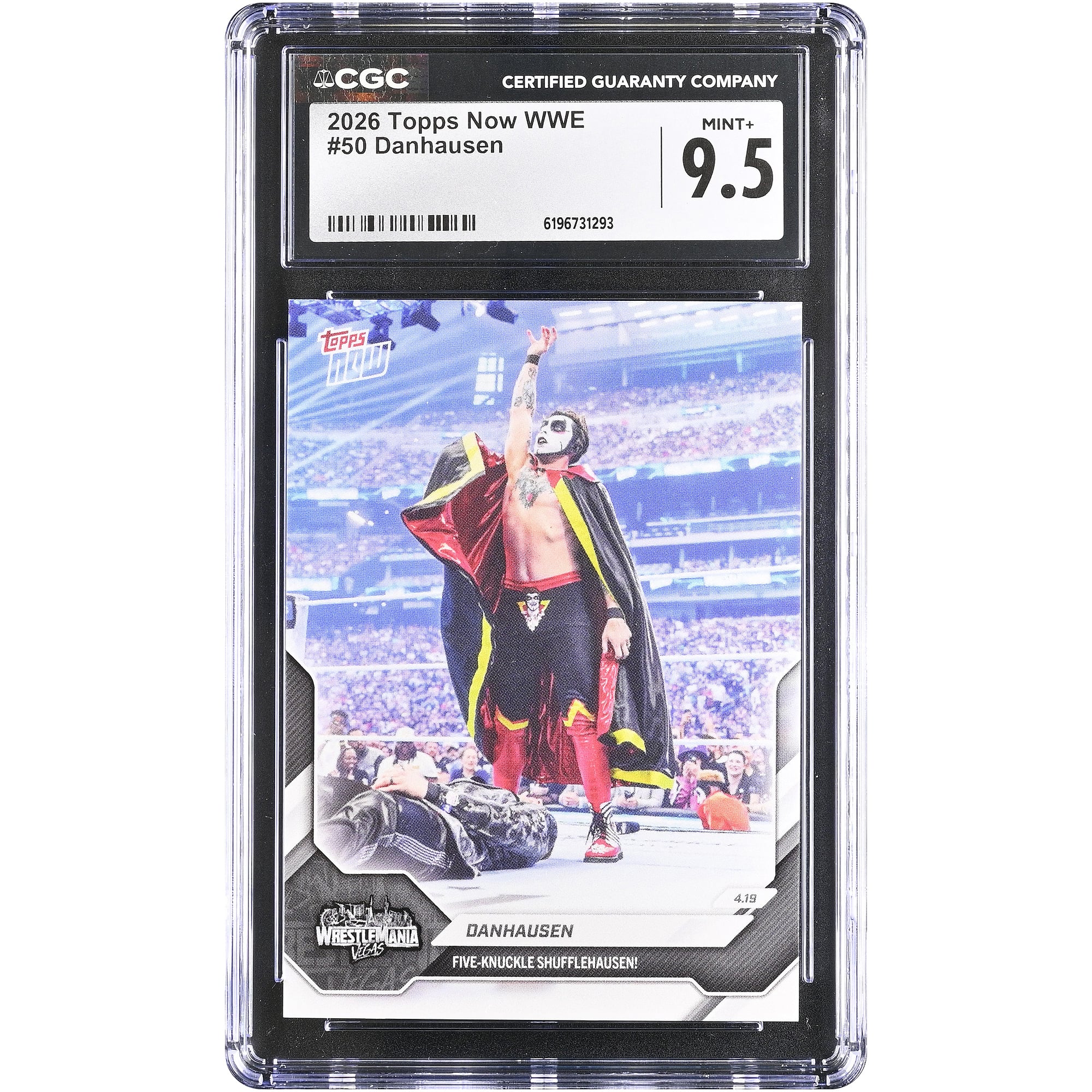 Danhausen WWE 2026 Topps Now WWE Five-Knuckle ShuffleHausen! #50 CGC Authenticated MINT+ 9.5 Card
