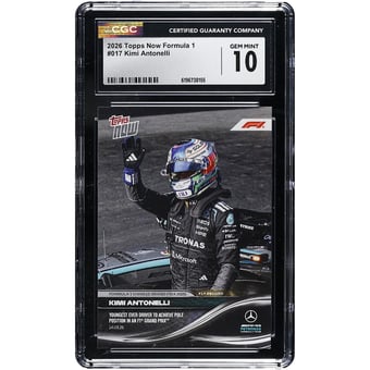 Kimi Antonelli Mercedes-AMG Petronas F1 Team 2026 Topps Now Formula 1 Youngest Ever Driver to Achieve Pole Position in an F1 Grand Prix #17 CGC Authenticated GEM MINT 10 Card