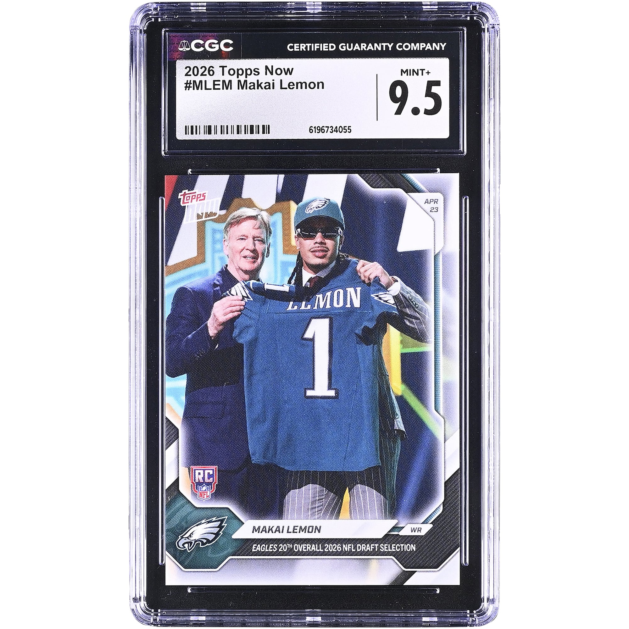 Makai Lemon Philadelphia Eagles 2026 Topps Now Eagles 20th Overall '26 NFL Draft Selection #MLEM CGC Authenticated MINT+ 9.5 Rookie Card