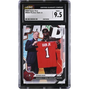 Rueben Bain Jr. Tampa Bay Buccaneers 2026 Topps Now Buccaneers 15th Overall '26 NFL Draft Selection #RBAI CGC Authenticated MINT+ 9.5 Rookie Card