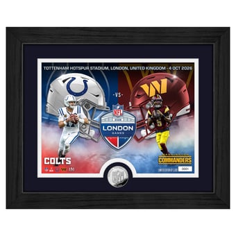 Highland Mint Daniel Jones & Jayden Daniels Indianapolis Colts vs. Washington Commanders London 2026 International Games Week 13" x 16" Silver Coin Photo Mint