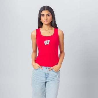 Women's Hype and Vice  Red Wisconsin Badgers Primary Logo Ribbed Tank Top