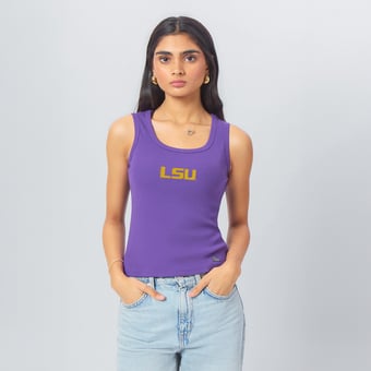 Women's Hype and Vice  Purple LSU Tigers Primary Logo Ribbed Tank Top
