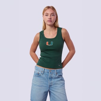 Women's Hype and Vice  Green Miami Hurricanes Primary Logo Ribbed Tank Top