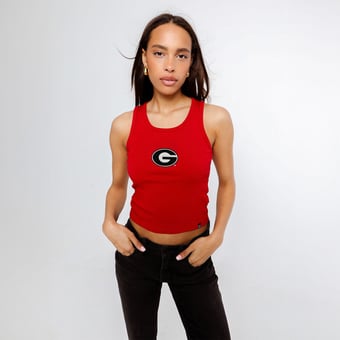 Women's Hype and Vice  Red Georgia Bulldogs Primary Logo Ribbed Tank Top