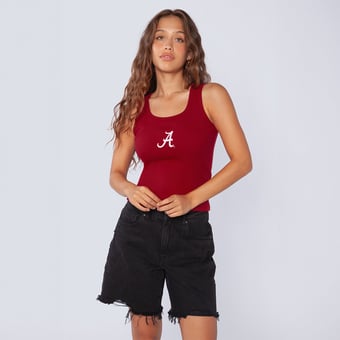 Women's Hype and Vice  Crimson Alabama Crimson Tide Primary Logo Ribbed Tank Top