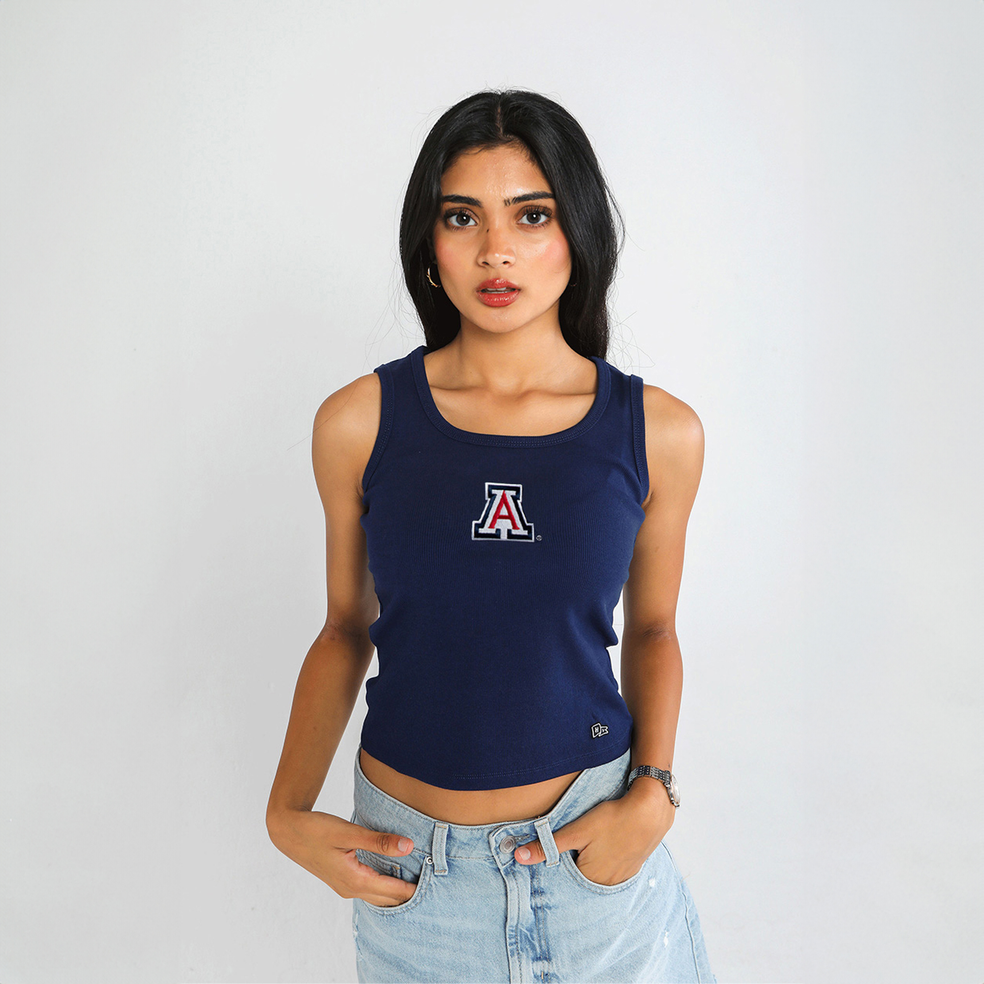 Women's Hype and Vice  Navy Arizona Wildcats Primary Logo Ribbed Tank Top