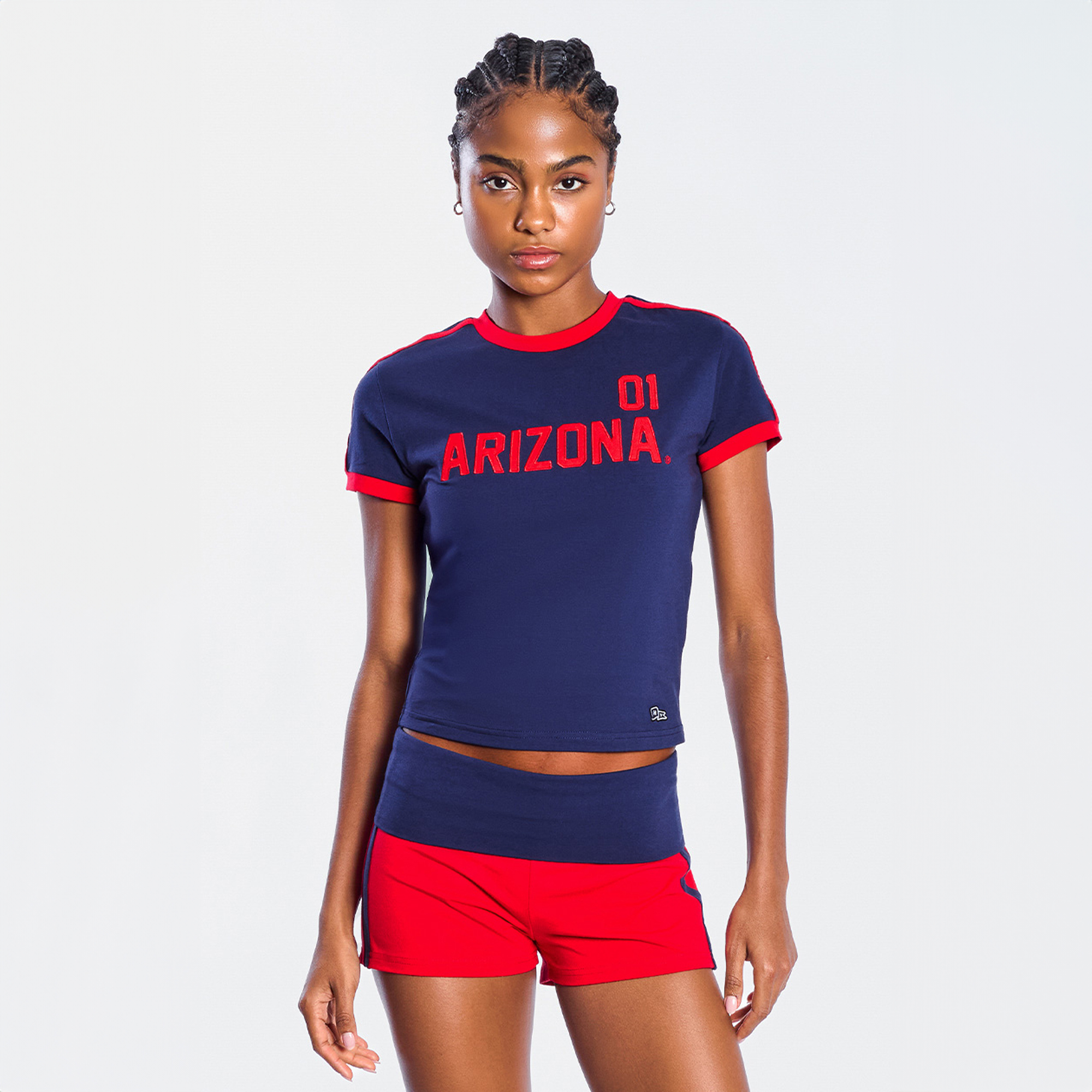 Women's Hype and Vice  Navy Arizona Wildcats Cropped Goalie Baby T-Shirt
