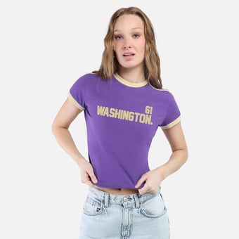 Women's Hype and Vice  Purple Washington Huskies Cropped Goalie Baby T-Shirt