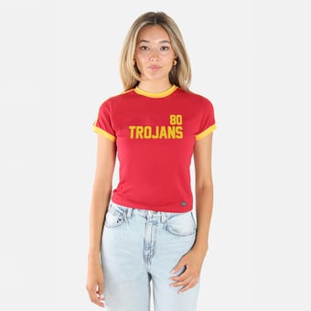 Women's Hype and Vice  Cardinal USC Trojans Cropped Goalie Baby T-Shirt