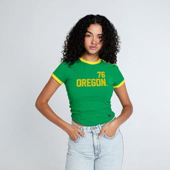 Women's Hype and Vice  Green Oregon Ducks Cropped Goalie Baby T-Shirt